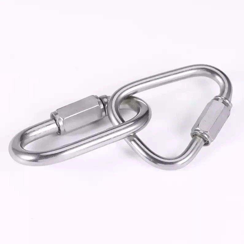 304 Edelstahl Oval-Dreieck-Karabinerhaken Schnellverbindungsseilverbinder für Anhänger, Schaukelhängematten, Kabel und Camping – Detail 8