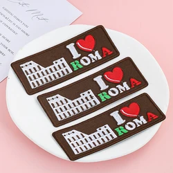 2PCS Embroidery Patch I Love ROMA Sticker Custom Iron on Transfers for Clothing DIY Apparel Sewing Supplies Badge Accessories