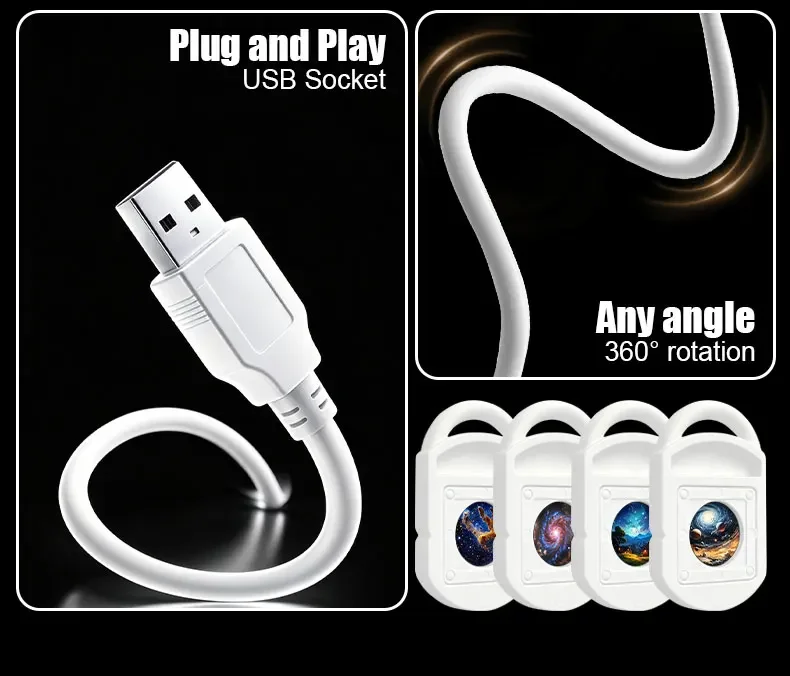 Explosives USB-Sternenhimmel-Projektionslicht für Autoinnenraum, Zuhause, Schlafzimmer, Nachtlicht, Romantisches Galaxie-Atmosphärenlicht – Detail 3