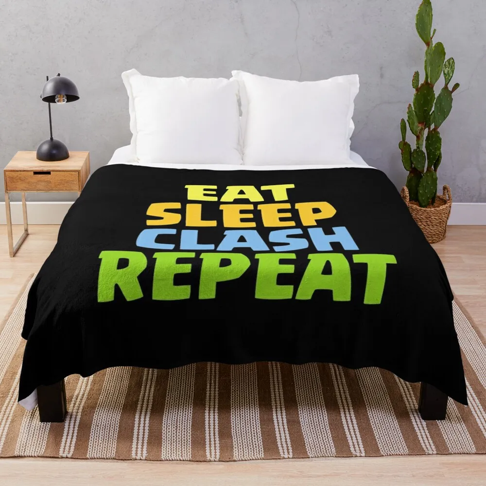 

Eat Sleep Clash Repeat Funny Gift Throw Blanket wednesday fluffy Quilt Decorative Throw Blankets