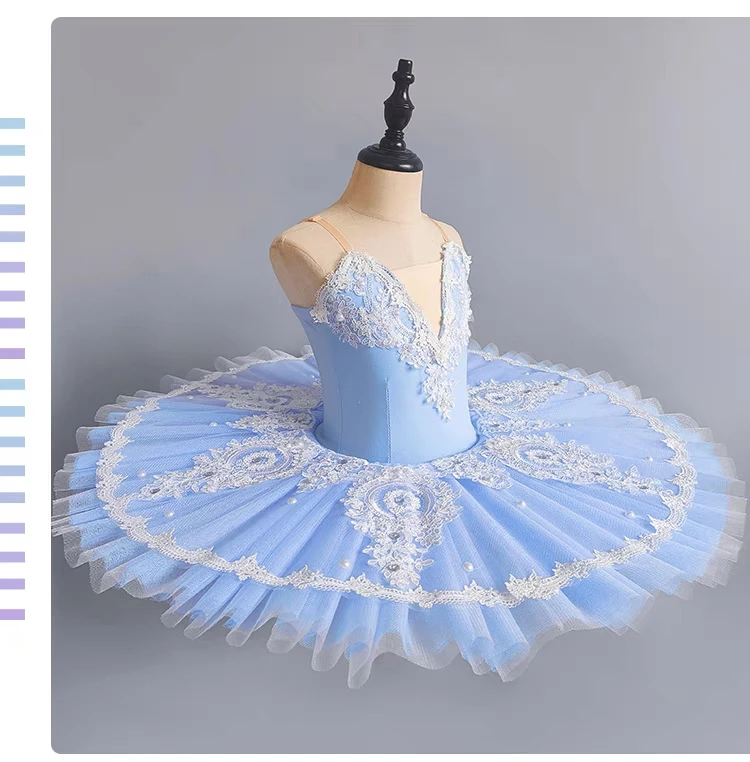 Sky Blue Professional Ballet Tutu Girls piatto Pancake Tutu Ballerina Party Dress Adult Women Children Ballet Dance Costume