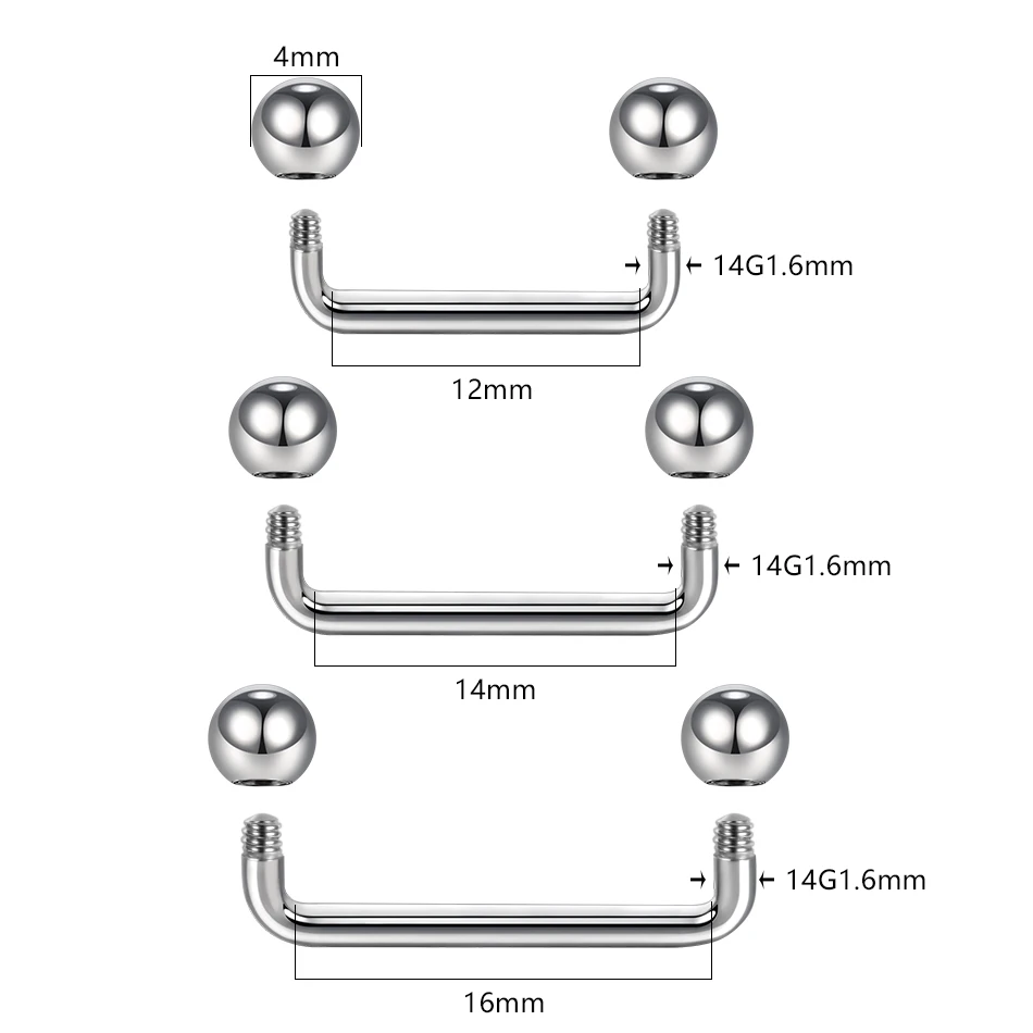 Titanium Piercings Double Ball Staple Micro Dermal Anchor Bars
