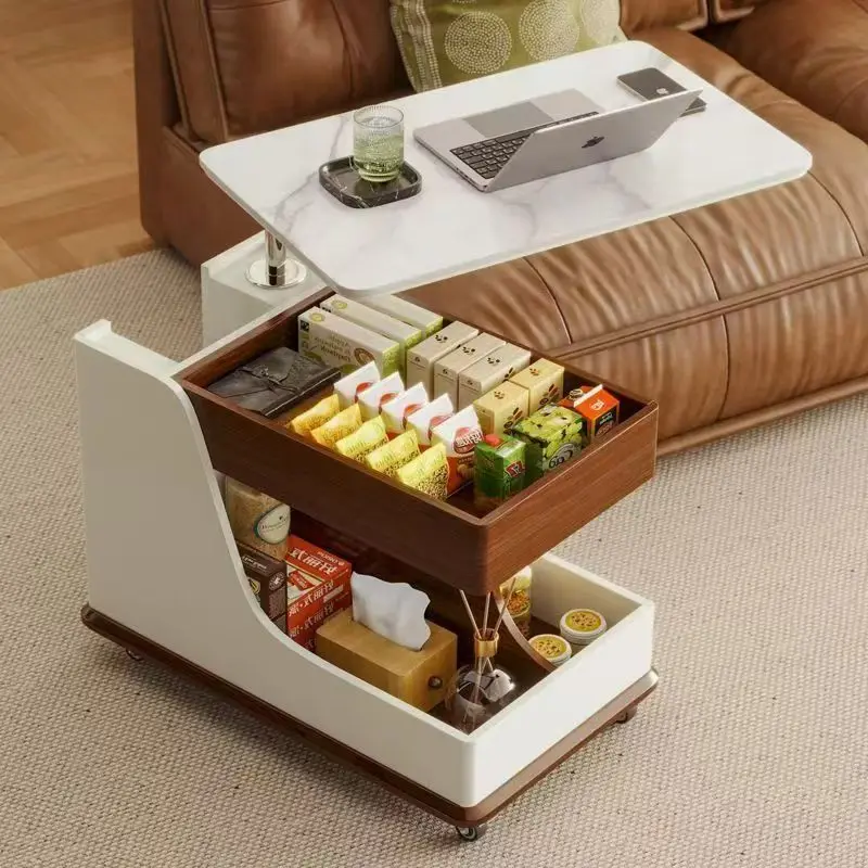 

Mobile Solid Wood Coffee Table Small Trolley Multifunctional for Living Room Balcony Modern Simple Design Small Apartment Use