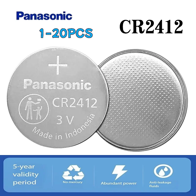 NEW 1-20Pcs Original Panasonic CR2412 3V Lithium Coin Button Battery Replacement Car Remote Key Watch Small Electronic Devices