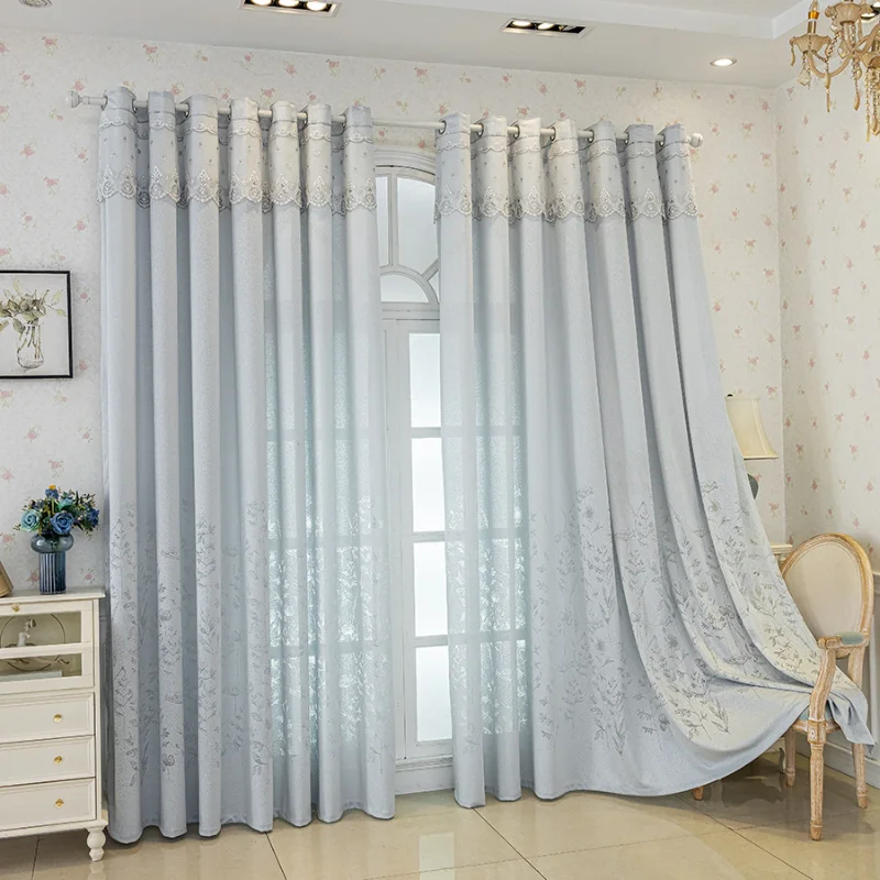 Sheer Curtains Jacquard Perforated Semi-transparent for Living Room And Bedroom Light Filtering Rod Pocket Panel Window Treatmen