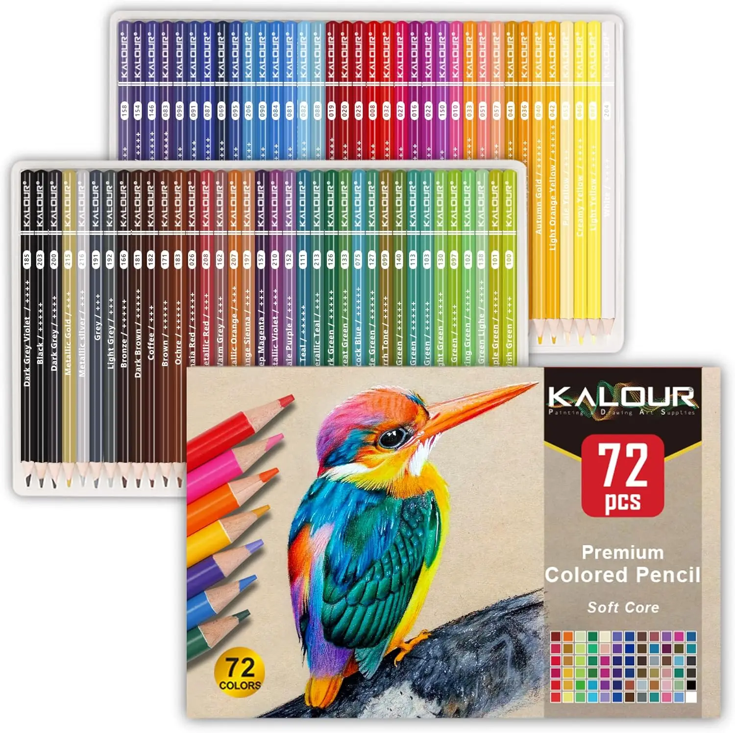 

72 Vibrant Soft Core Colored Pencils for Drawing, Blending, and Shading - Ideal Gift for Adults and Kids