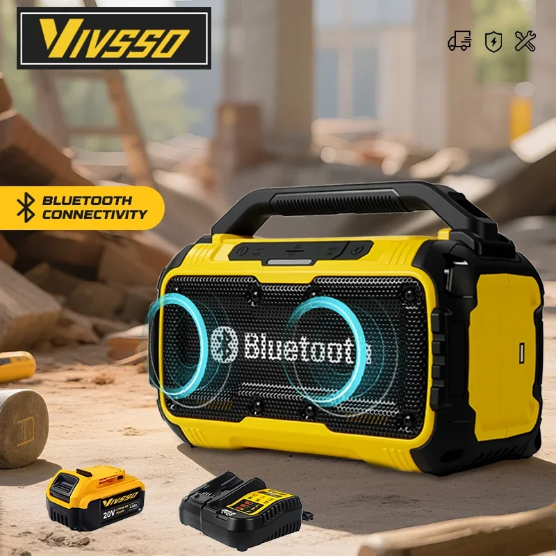 

Bluetooth-динамик VIVSSO, мощный портативный динамик, уличный 3D-стереодинамик для аккумуляторов Dewalt 20 В
