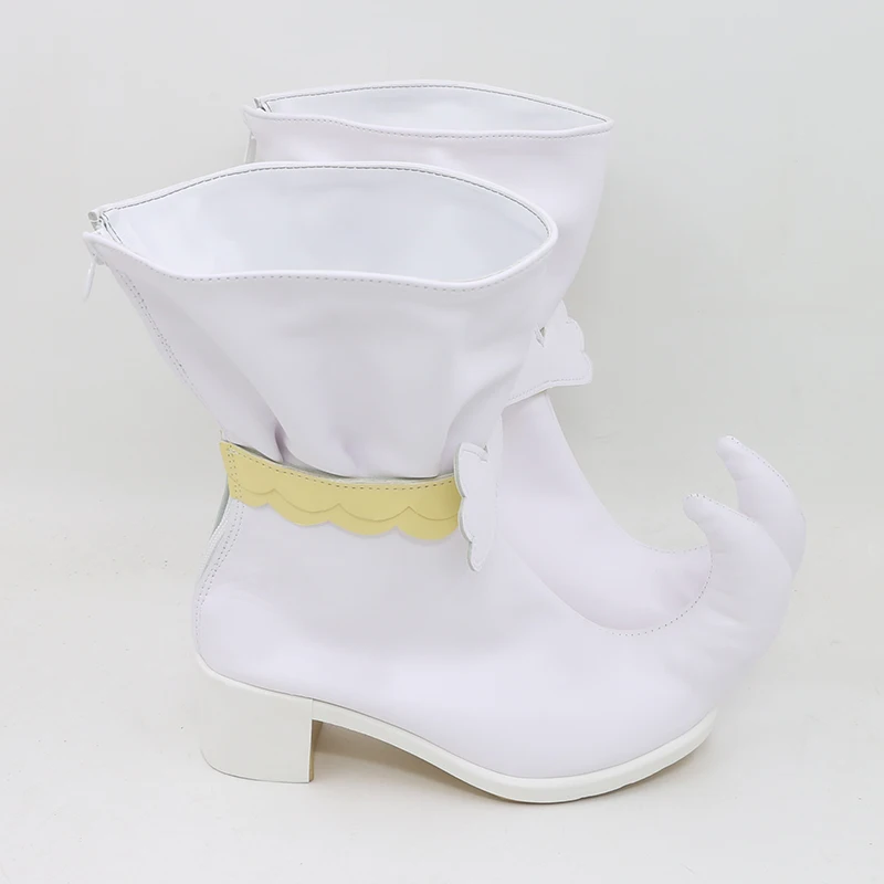 애니메이션 마법의 도레미 오자마조 도레미 코스프레 신발 부츠 소녀 여성 할로윈 크리스마스를위한 흰색 신발