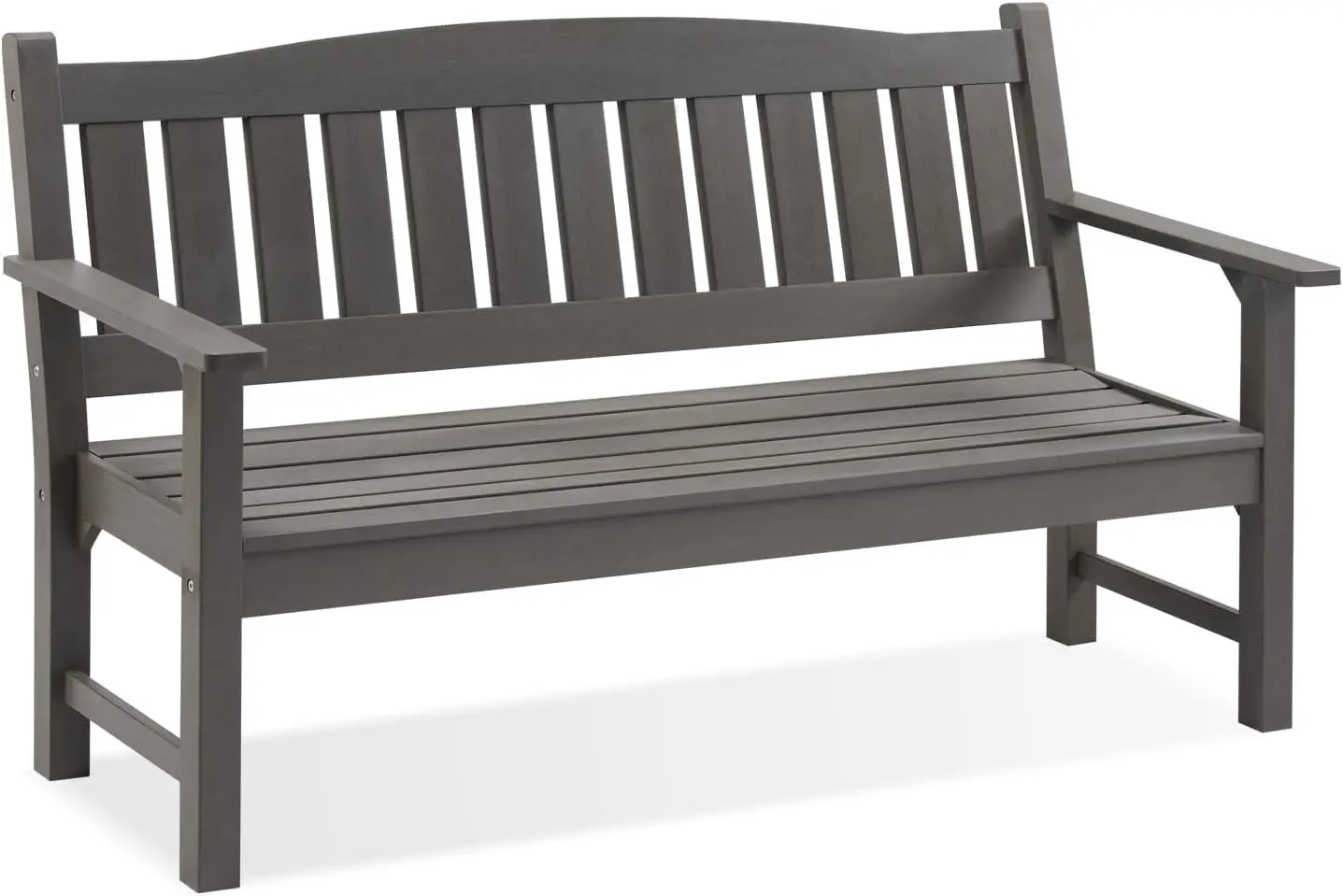 Outdoor Bench, 3-Person Garden Bench Made of Poly Lumber, Patio Bench Suitable for All Weather, Dark Charcoal