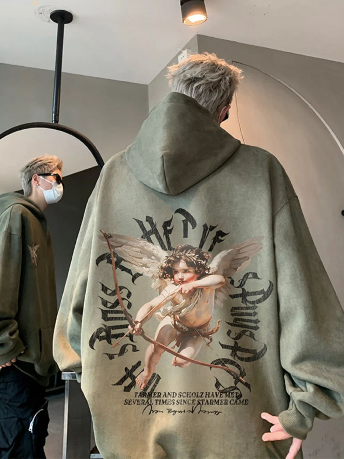 

Худи Cupid American Oversize: Весенне-осенний свободный крой, повседневный топ с принтом, защита от сминания, водонепроницаемость, антибактериальная обработка