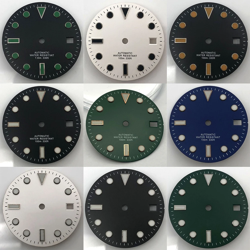 28,5 mm Zifferblatt, leuchtend, passend für Miyota8205/8215/821A NH35 ETA2836 Mingzhu2813/3804 Uhrwerk, Schwarz, Weiß, Blau, Grün, Grau