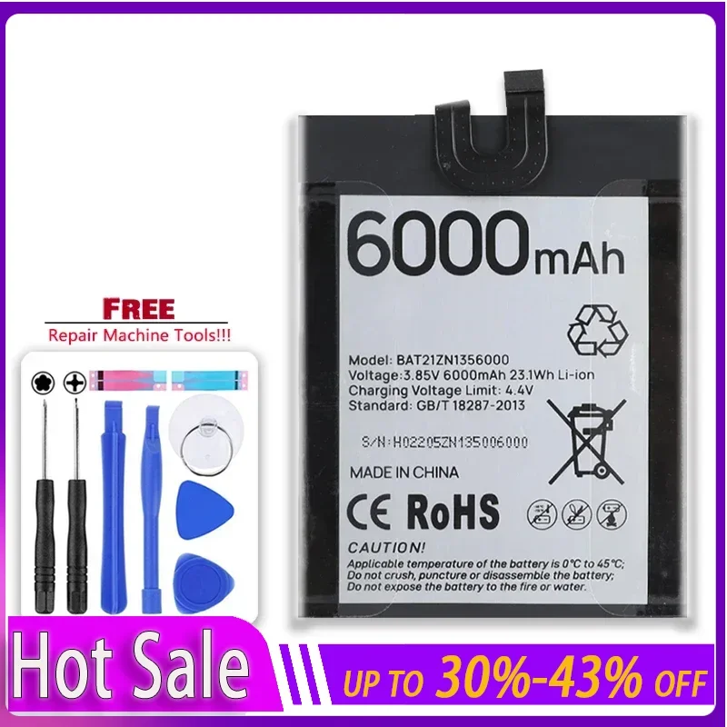 

YKaiserin 6000mAh Replacement Battery BAT21ZN1356000 For DOOGEE S98