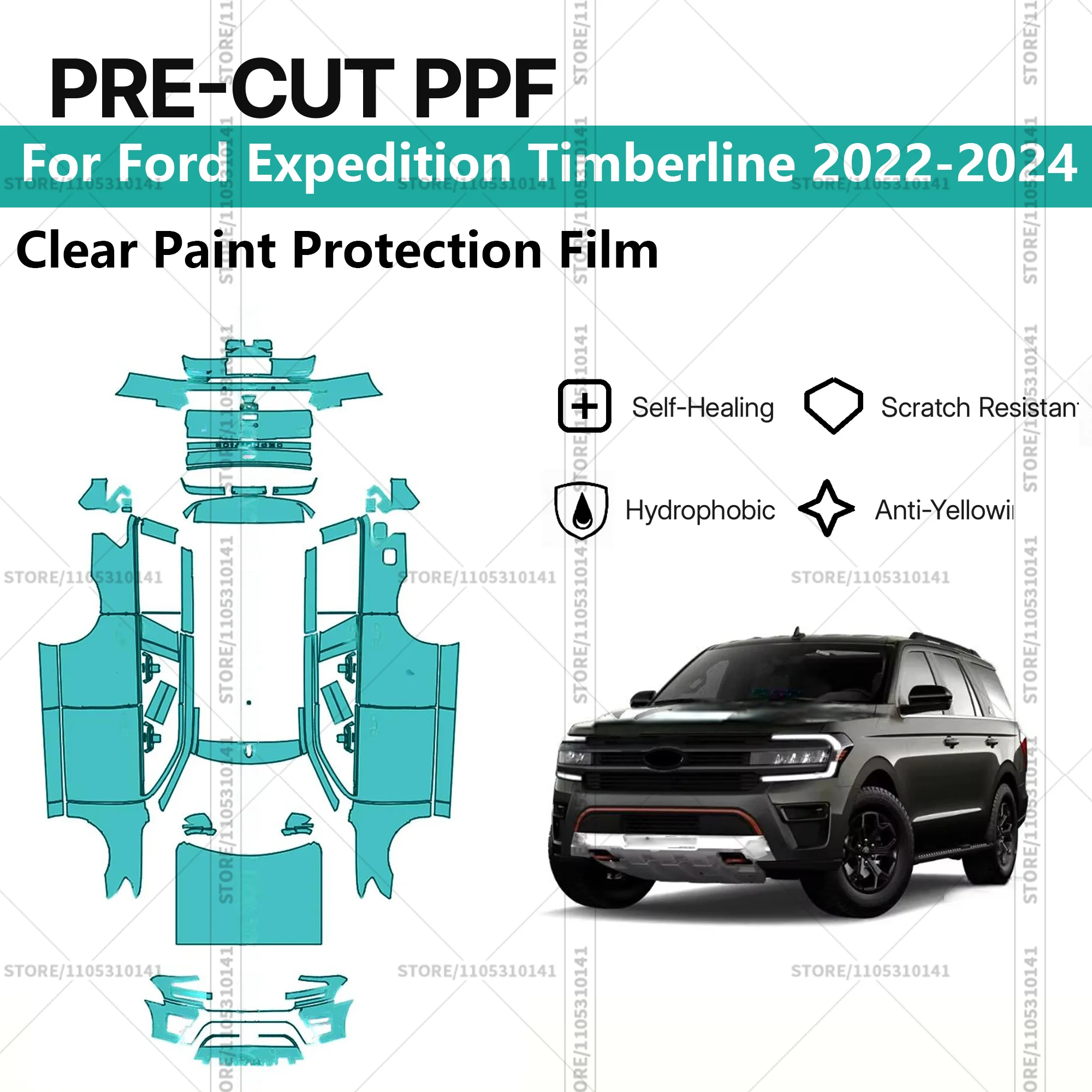 Pre-Cut Paint Protection Film PPF Transparent Car Film Professional Automotive  PPF For Ford Expedition Timberline 2022-2024