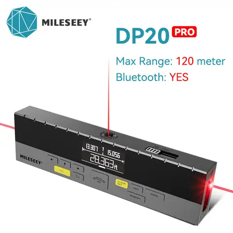 Mileseey-DP20 양측 레이저 거리 측정기, 120m 다기능 디지털 테이프, 각도 및 마크, 충전식 및 블루투스