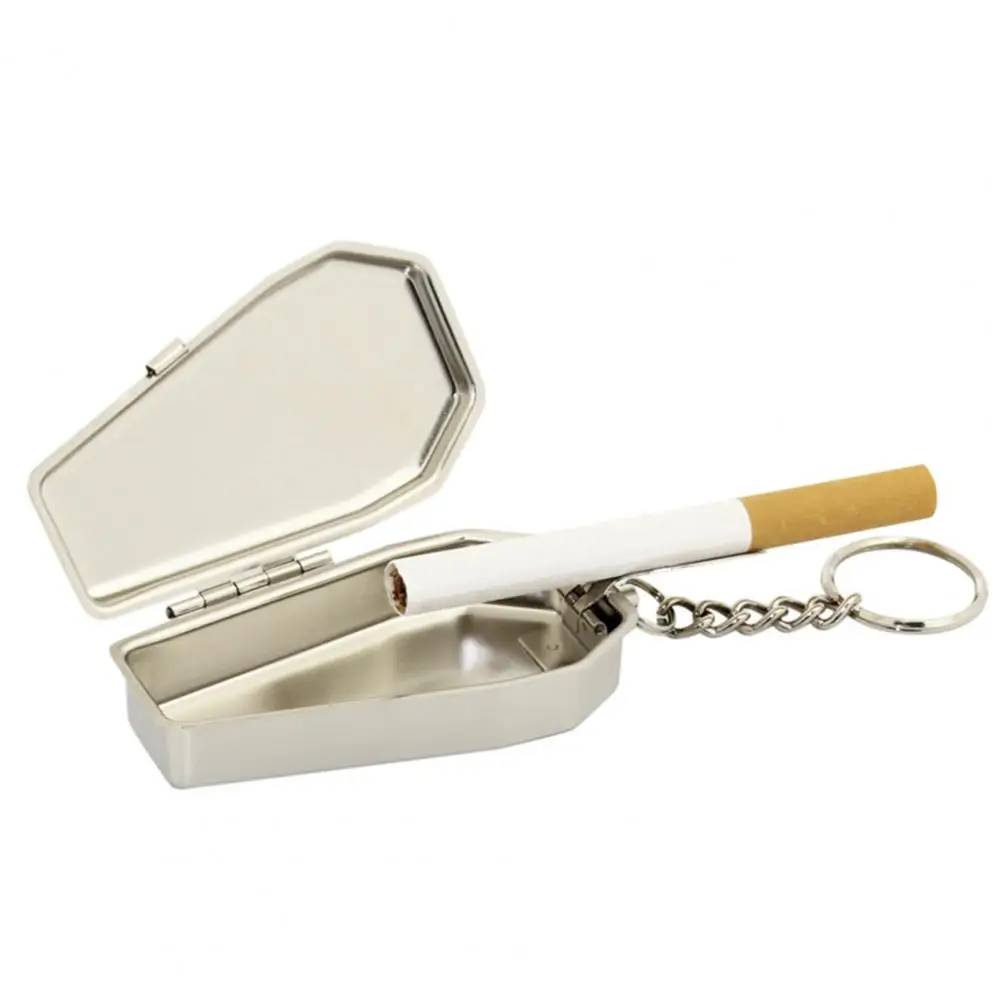 Portable Mini Casket Ashtray With Keychain Easy Storage Stylish Windproof Ash Organizer For Travelling Camping With Lids Coffin