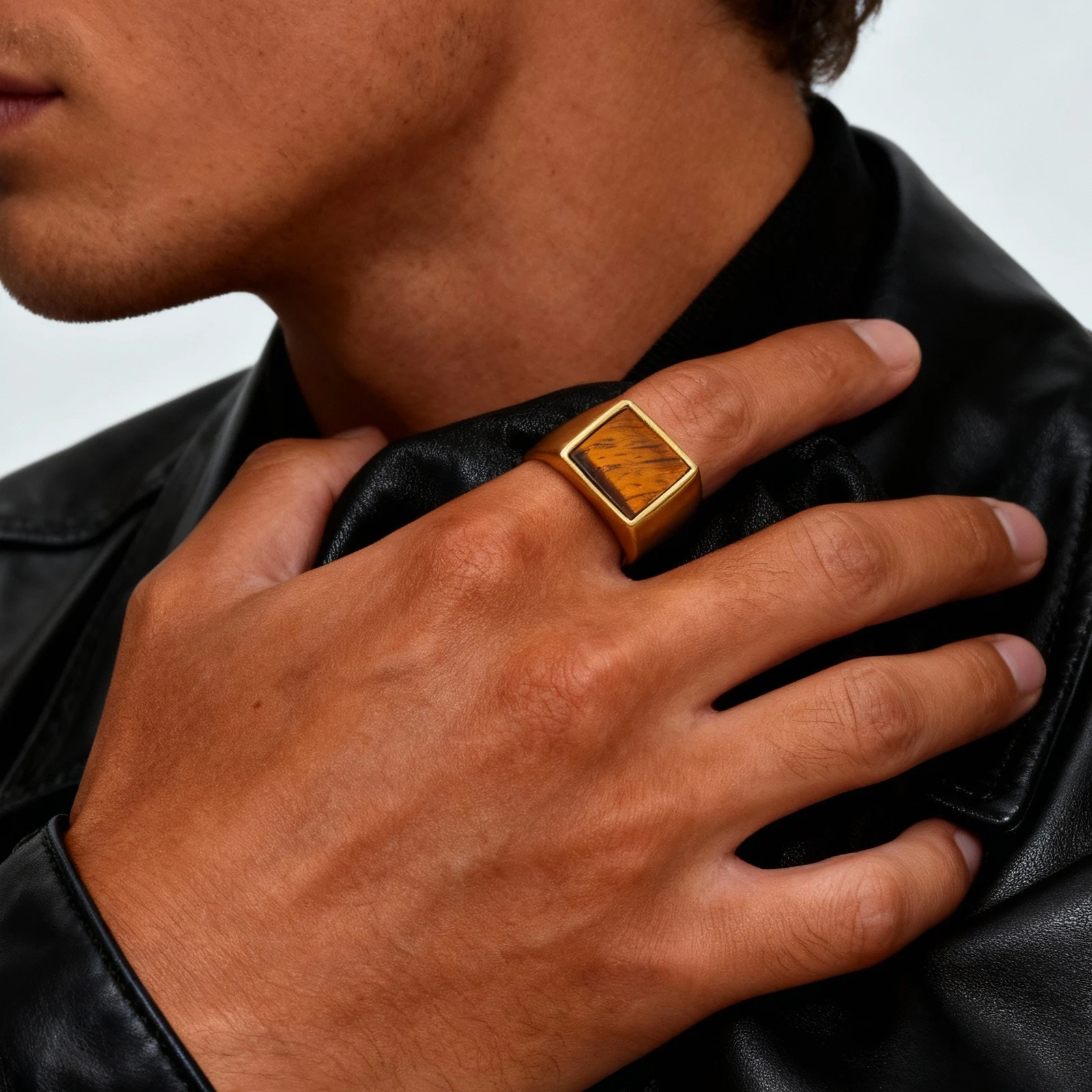 Anillo de Piedra Ojo de Tigre  - Signet Ring Men reseña y precio
