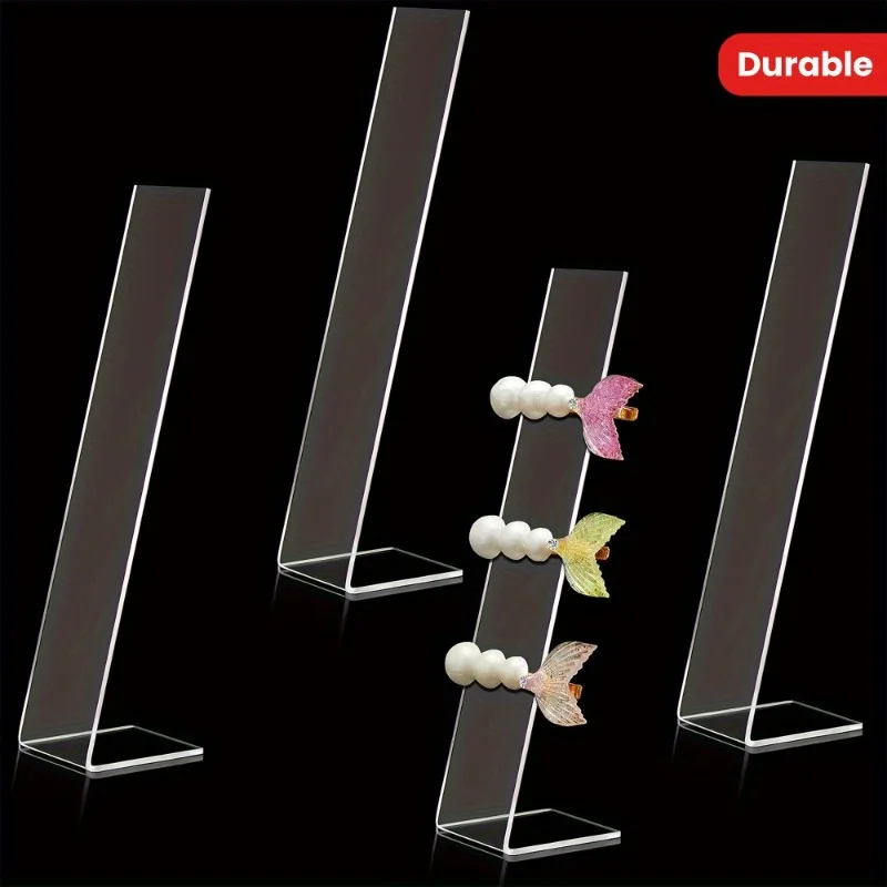 Acrylic Hairpin Holder Display Stands, L-Shaped Transparent Hair Accessory Organizer, Durable Jewelry and Hair Clip Storage