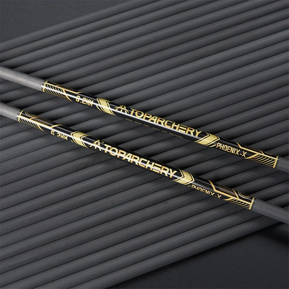 Fotografia 4: 12/24 pçs eixo de seta de carbono puro para tiro com arco e identificação de caça 6.2mm Spine300-600 diy caça ao ar livre tiro acessório de seta