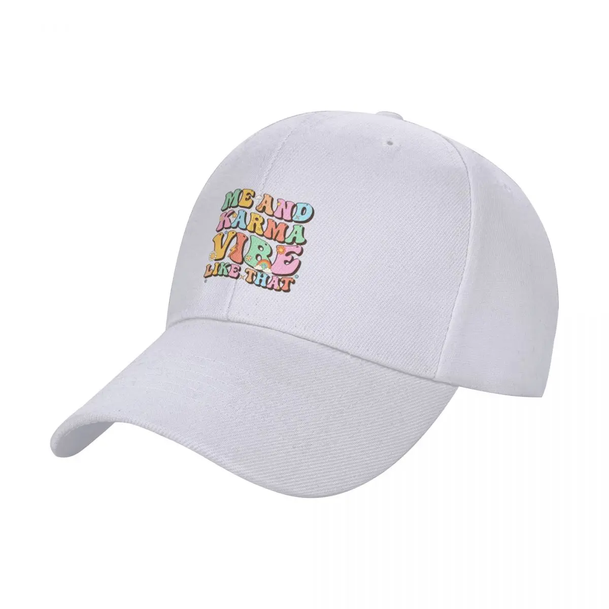 Funny Me And Karma Vibe Like That Groovy Lover Hippie Boho Baseball Cap Beach Outing Sunhat Women's Golf Clothing Men's