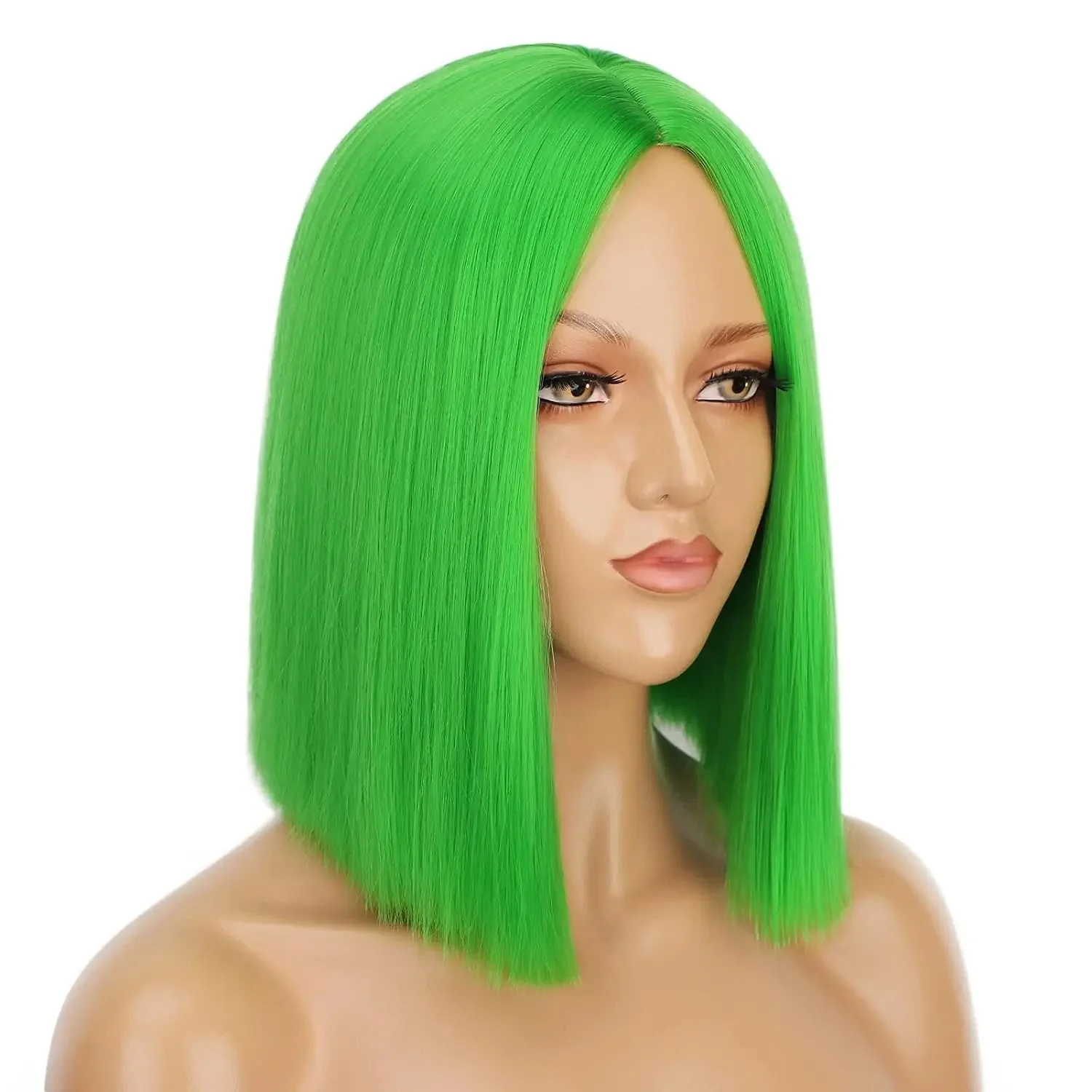 شعر مستعار صناعي أخضر للنساء، شعر مستعار قصير بوب، شعر مستعار طويل مستقيم، شعر مستعار قصير مموج، شعر مستعار أفريقي مجعد، شعر مستعار أخضر لحفلة عيد القديس باتريك