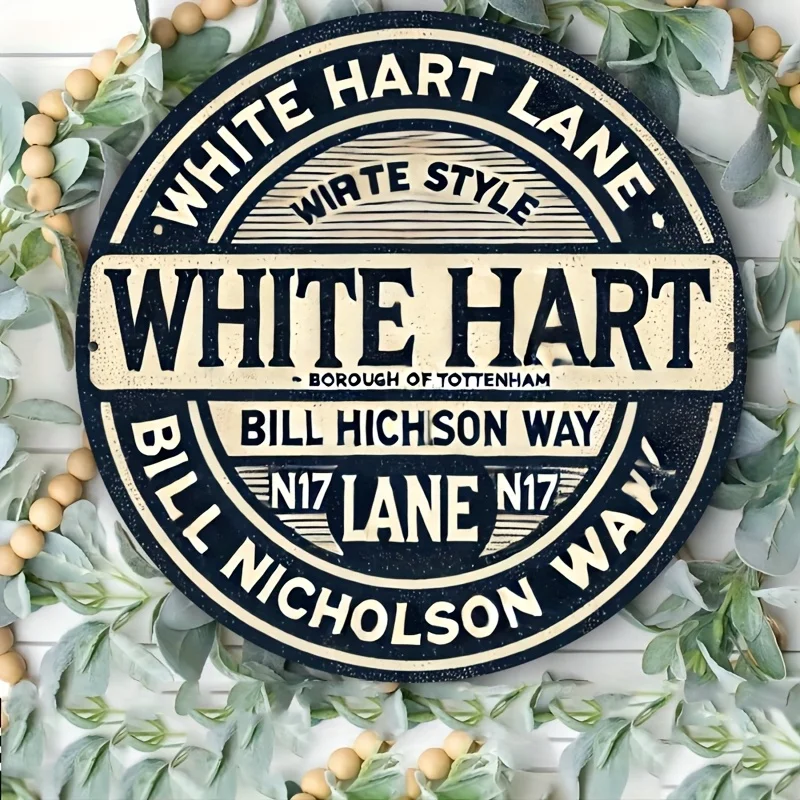 2D Flat, 1pc Vintage Tottenham White Hart Lane Bill Nicholson Metal Sign - Retro Wall Decor Suitable for Home, Bar, Cafe, Office