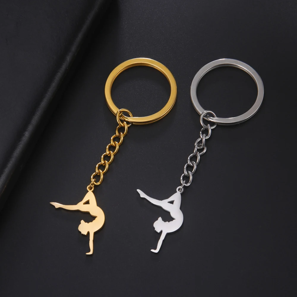 My Shape Gymnastic Keychain Artistic Gymnast Key Ring Metal Backpack Accessories Car Keychains for Women Dance Girl Jewelry Gift