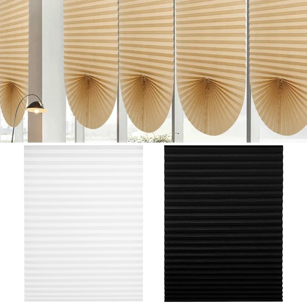 Pleated Curtains High Blackout Non-Woven Pleated Simple Window Shades Curtains Self-adhesive Blackout Curtains Home Decor