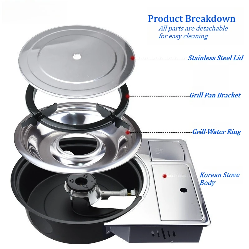 Korean Commercial Desktop Embedded Bbq Gas Grill Smokeless Indoor Outdoor Stainless Steel Barbecue Gas Grill For Restaurant