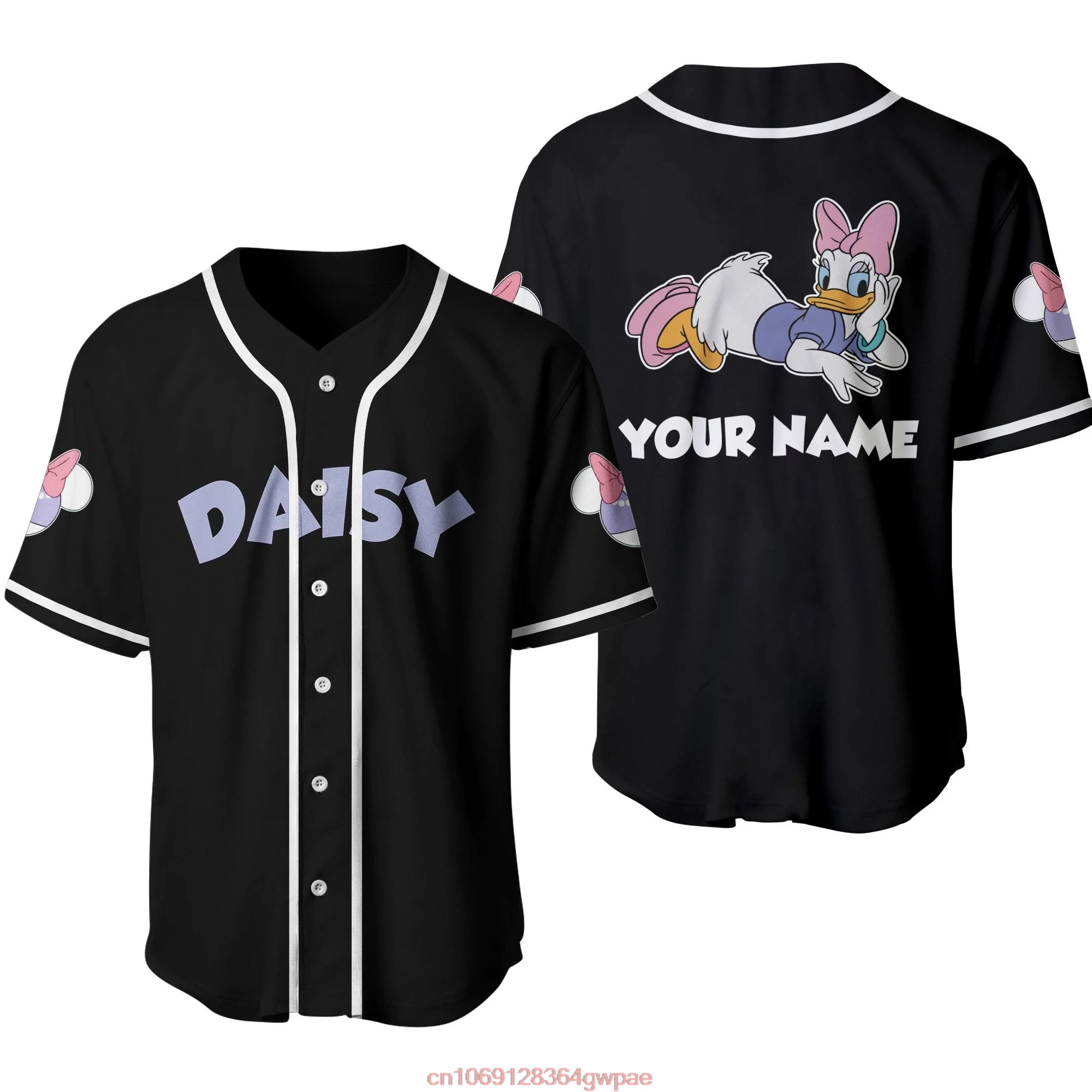 Disney Daisy Duck Baseball Jersey Men's Women's Short Sleeve Jersey Disney Baseball Jersey Casual Sports Baseball Jersey Shirt