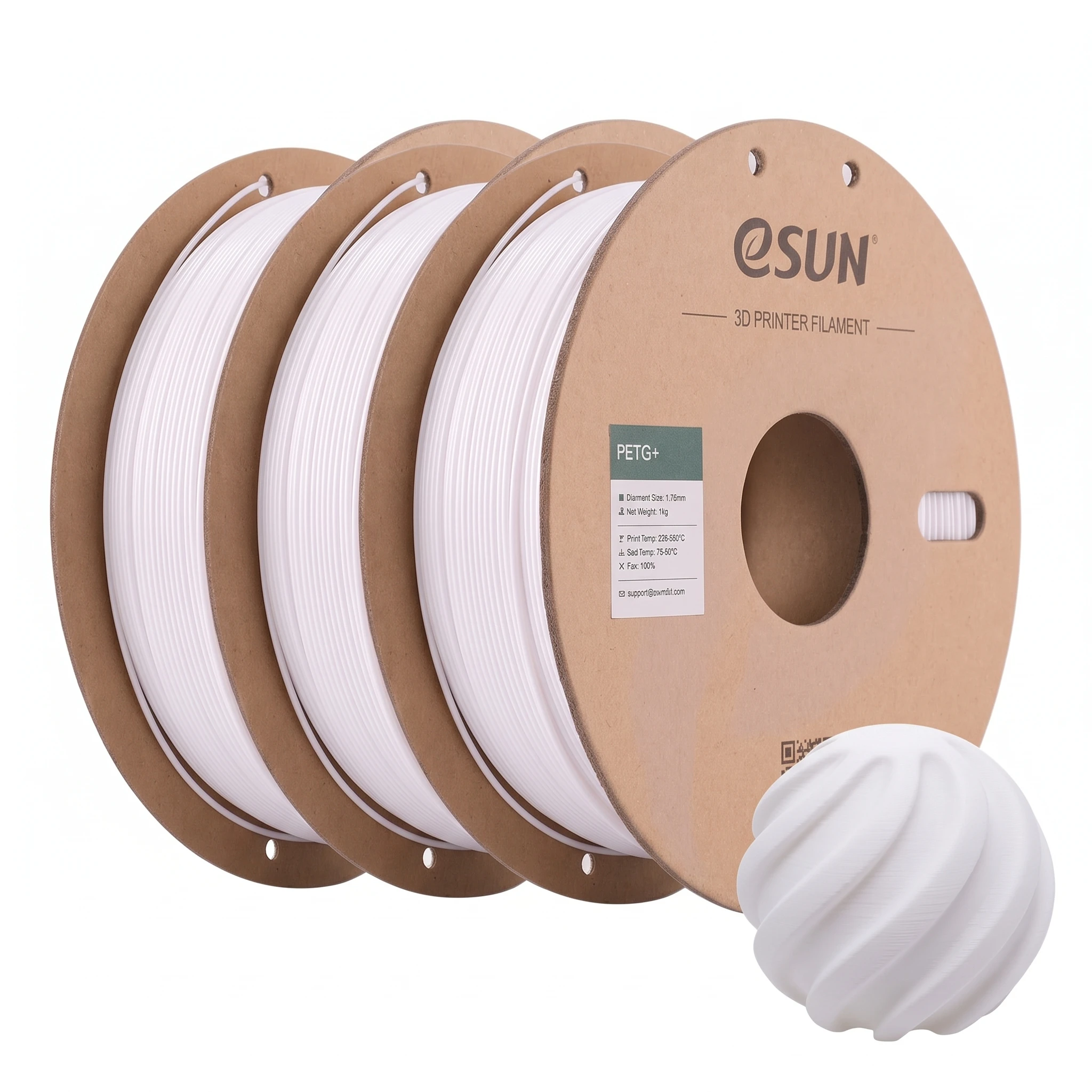 ESUN 3KG Upgrade PETG 3D-filament, 1,75 mm, 1 kg (2,2 lbs), hoogwaardig PETG-materiaal, geschikt voor FDM-printers.