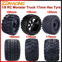 4PCS 17mm Hex 1/8 RC Monster Truck Wheel Tyre Hub Rim Rubber Tire FOR RC Car Redcat HPI Kyosho Hobao Hongnor Team Losi GM DHK