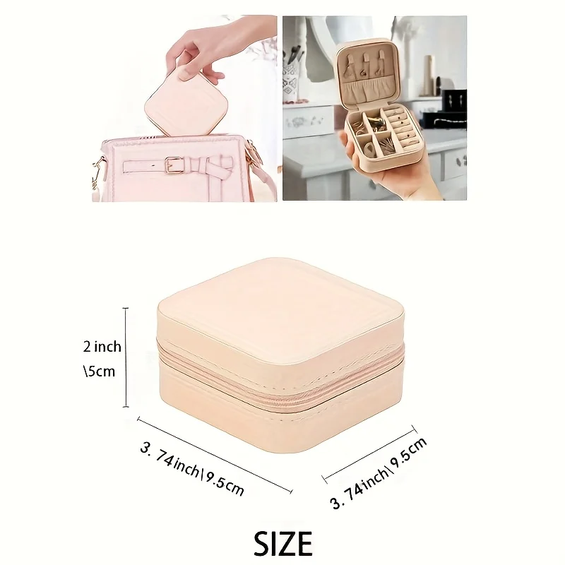 

Travel Jewelry Box for Women - Small Ring & Earring Organizer, Bridesmaid Gift with Custom Logo, Mini Portable Jewelry Case
