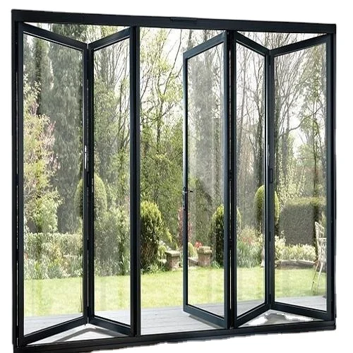 Aluminum folding glass door Customized suitable for apartment front door, double-layer glass door