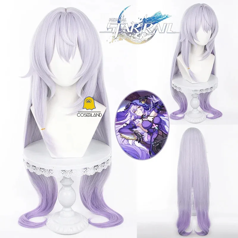 

New 2025 AA Game Black Swan Cosplay Wig Honkai Star Rail Light Purple Long Hair Garden of Recollection Halloween Party Women ★★★