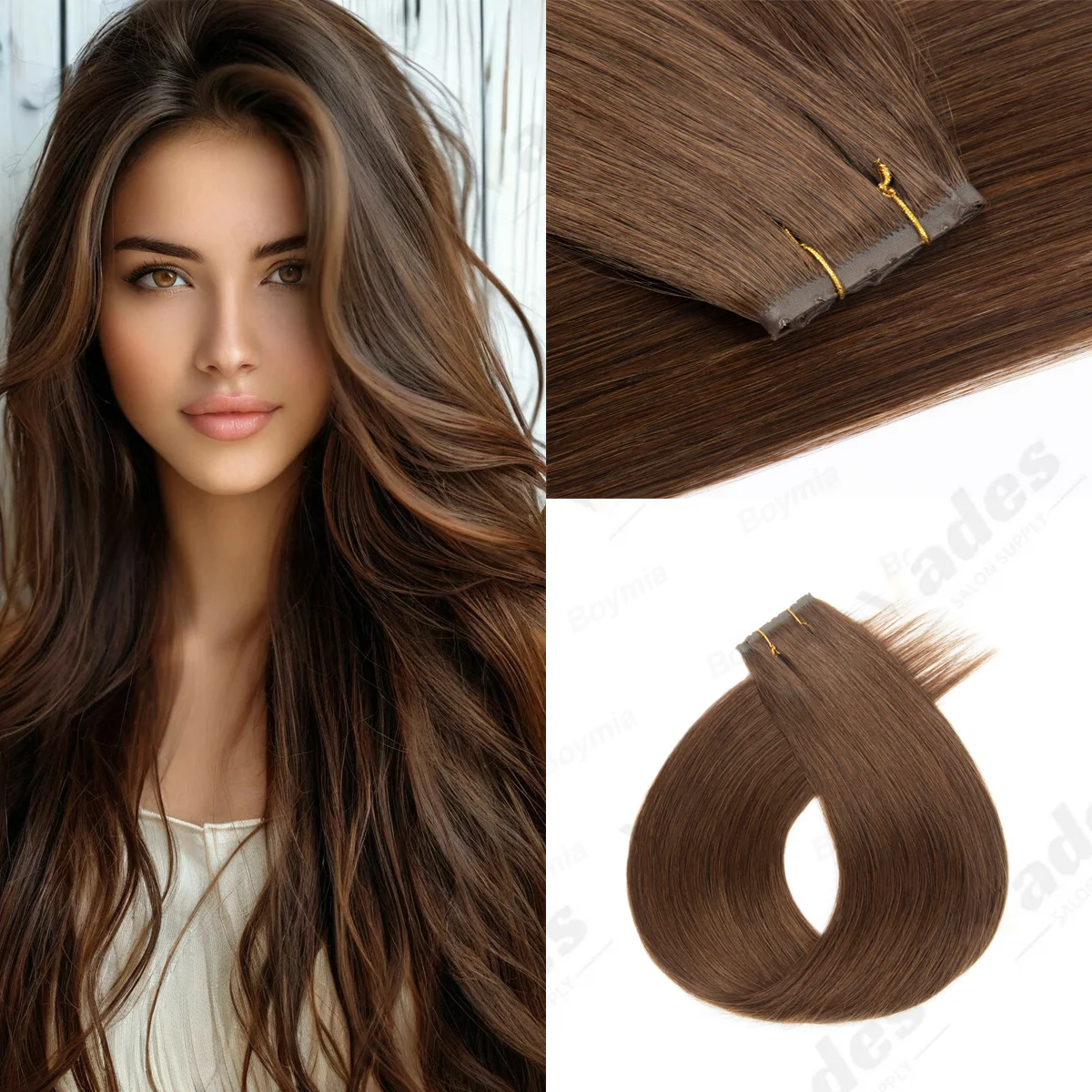 

Наращивание волос Hole Flat Remy из натуральных человеческих волос, в технике Butterfly Weft, ручной работы, невидимые ПУ-пучки с двойными креплениями, 40-50 г/упаковка, для женщин