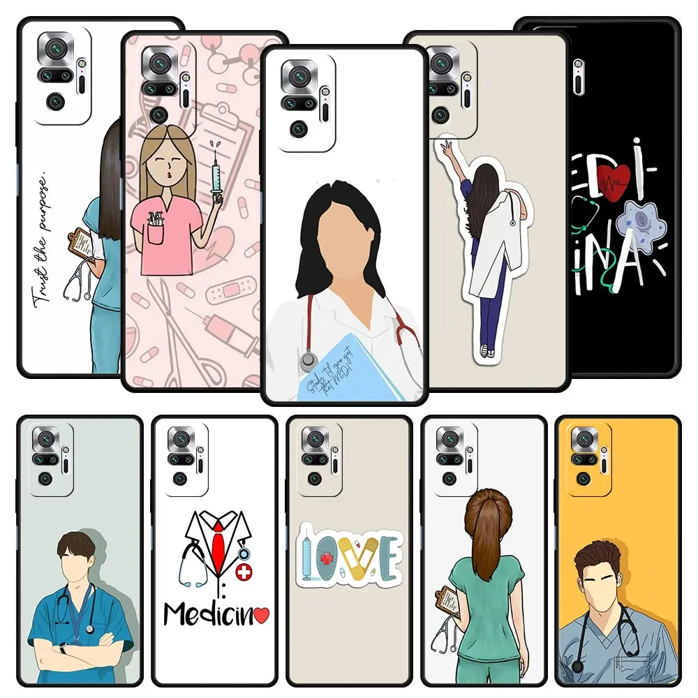 במקרה טלפון של xiaomi redmi 14 13 12 5g 11 10 pro + 4g 9c 9a כיסוי רופא אחות רפואה רפואית
