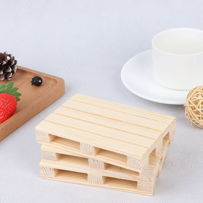 1 Pc 12*8*2cm Mini Wooden Pallet Beverage Coasters Insulation Pad Cup Coaster Pot Mat