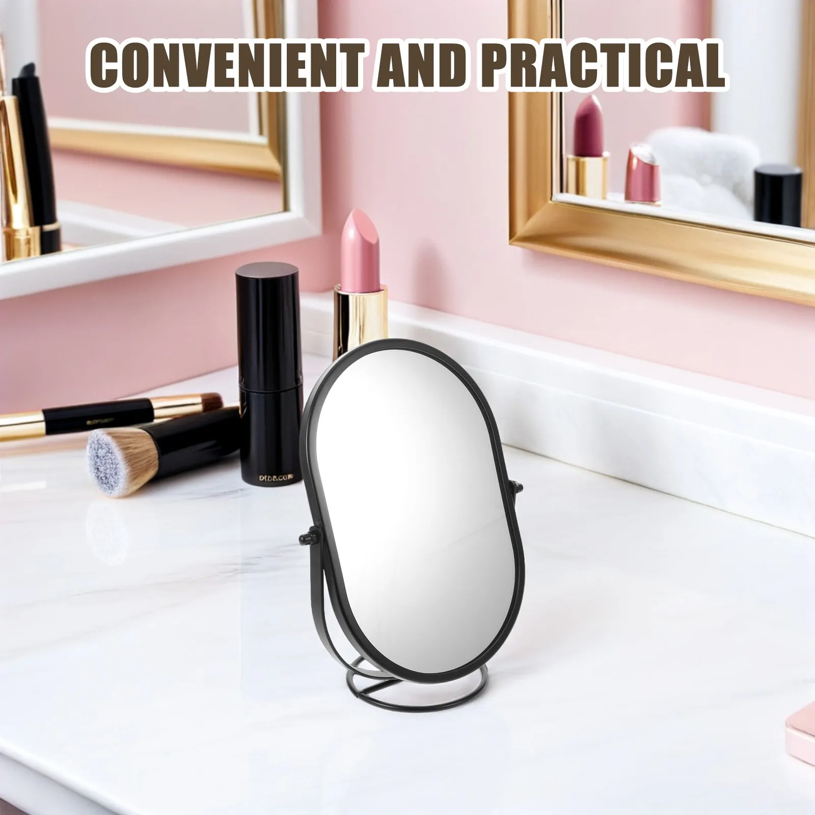 

Зеркало для макияжа на туалетный столик, вращающееся на 360 градусов, овальное, настольное, с устойчивым металлическим основанием, для спальни, для макияжа
