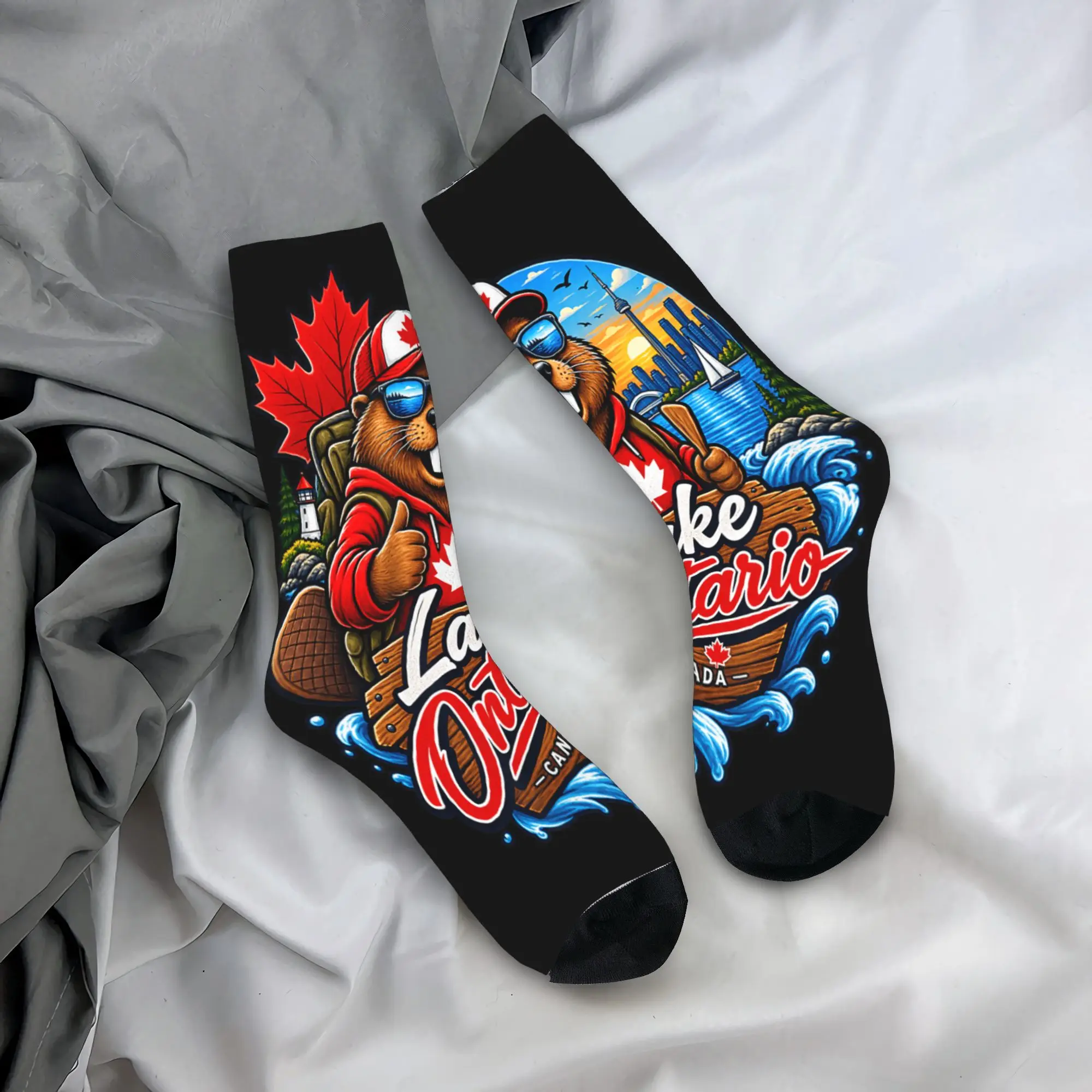 Still Lake Ontario Forever Animal Beaver Funny Stockings Unisex Men  Socks High Quality Novelty Socks Sports Non-Slip Socks Gift