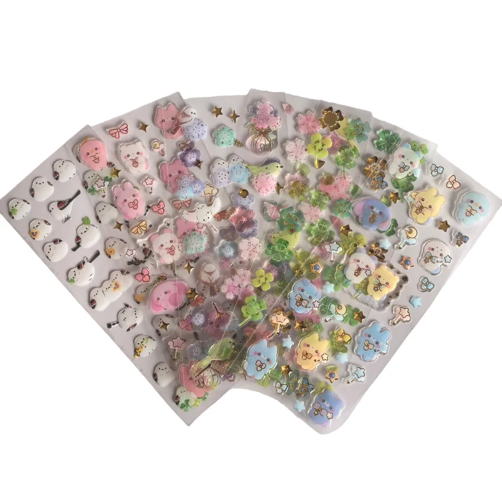 

6 Pcs/Set Cute Cartoon Sticker Pack - Adorable Animal Floral Designs for Journal DIY Daily Stationery LanLanStickersWorld Store