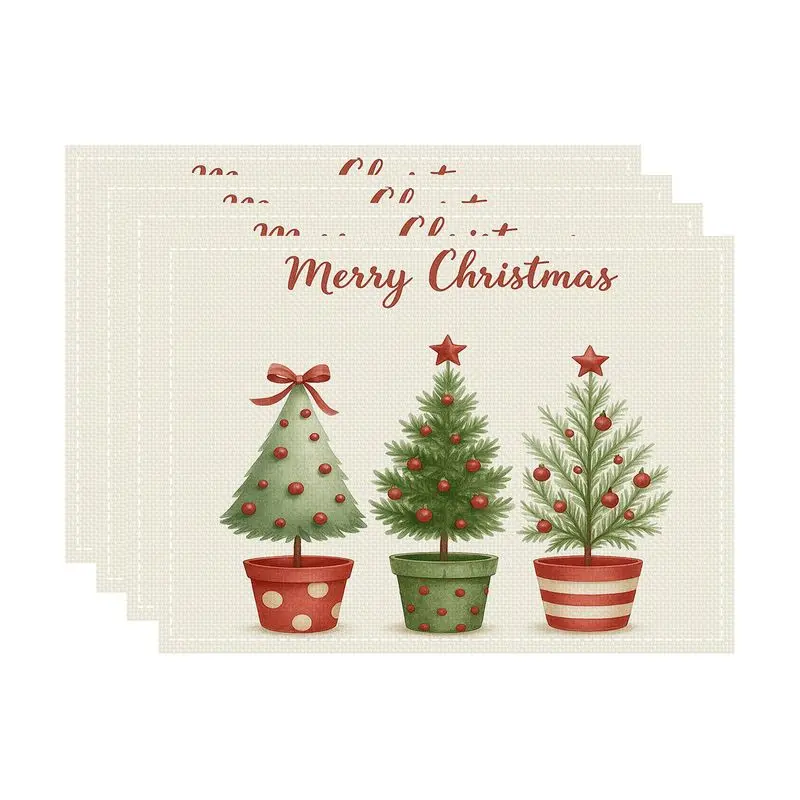 VIKAMA Christmas Tree, Christmas Meal Mat, Waterproof and Insulated Table Mat, Festival Party, Home Restaurant Table Decor Mat