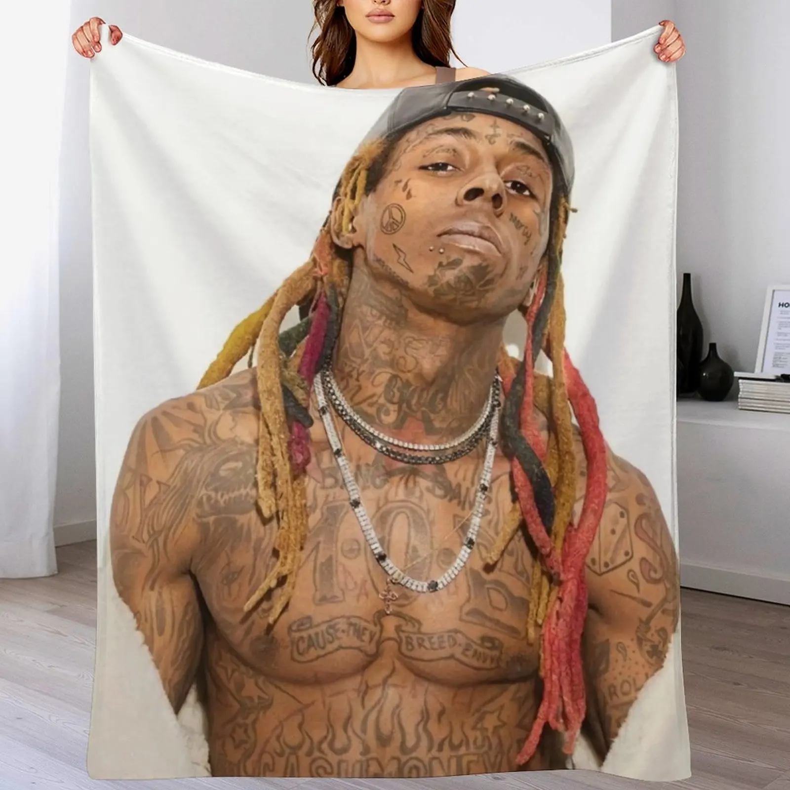 cool wayne tattoos Throw Blanket Bed Fashionable Sofa Blankets