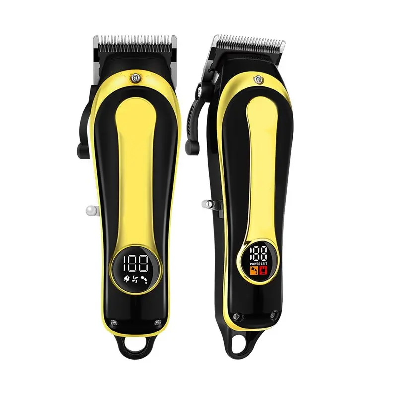 ماكينة قص الشعر الكهربائية اللاسلكية ABWM قابلة لإعادة الشحن للرجال، ماكينة قص الشعر المنزلية الاحترافية باللون الذهبي
