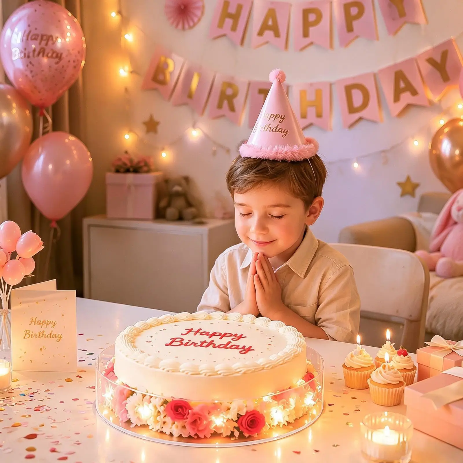 Cake Stand For Party 4 Pieces Dessert Riser Display With LED Lights Decorative Cake Stand For Wedding Party Birthday Celebration