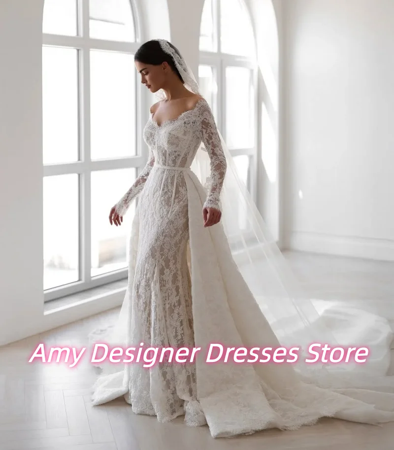 Sweet Lace Off The Shoulder Wedding Dress For Dubai Girls Exquisite Applique Mermaid Bride Gowns Customized Vestido De Novia