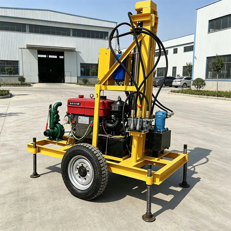 Customized High Torque Water Well Drilling Rig 28HP 150m Diesel Hydraulic Portable Wheel Type Flexible Movement