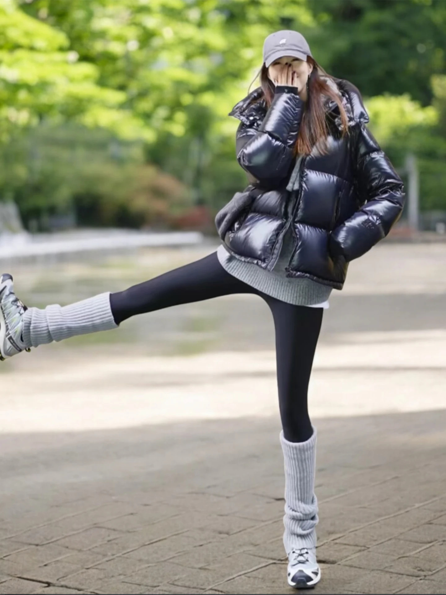 Basic House Women's Yoga Pants High Waist Butt Lifting Thin Fce Spor Base Layer Trousers for Winter Outdoor Wear