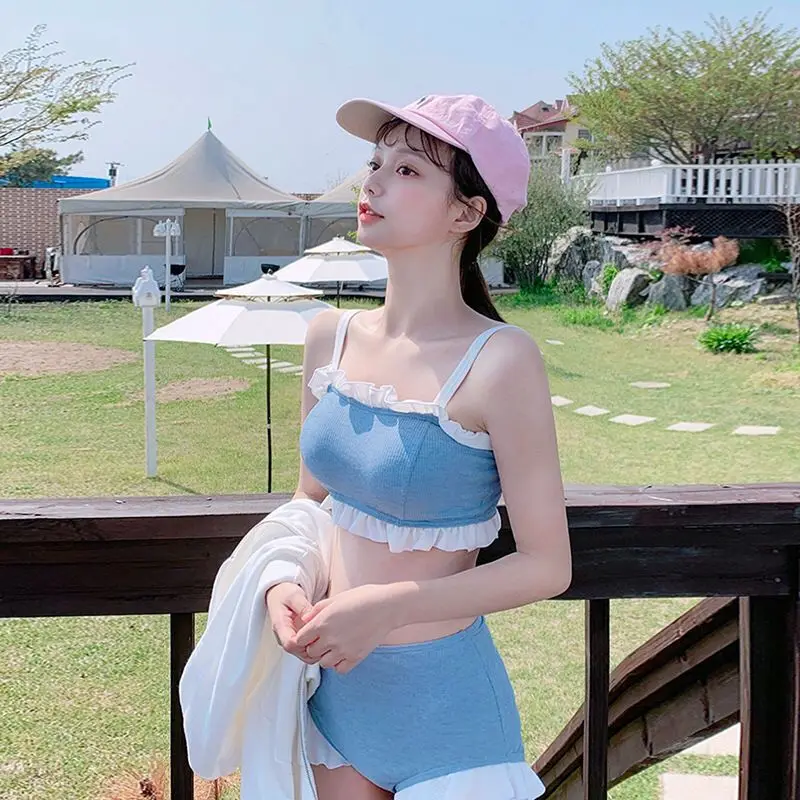 

2025INS Girls Bikini Swimsuit Women, Sexy Split Triangle Two-piece Small Fresh Hot Spring Vacation Women's Swimsuit