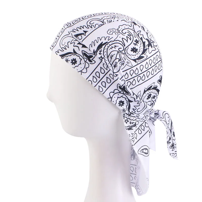 Unisex Women Men Bandana Hat Stretchy paisley Durag Print Breathable Chemo Turban Fashion Headwrap Headwear Pirate Head Scarf