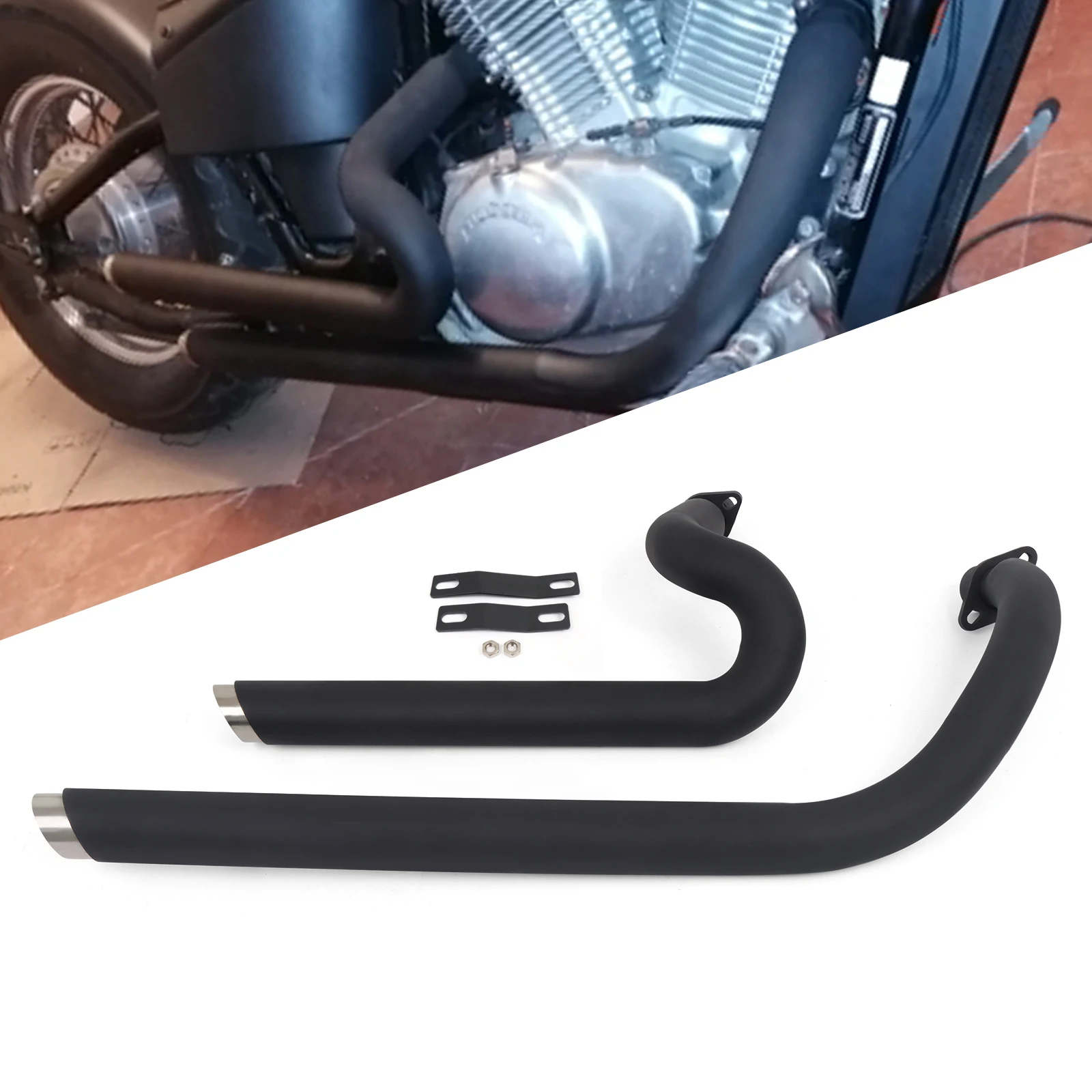 Motorcycle Exhaust Pipe With Removable Silencer Muffler For Honda Steed Shadow 400 600 VLX400 VLX600 VT400 C VT600C VT600